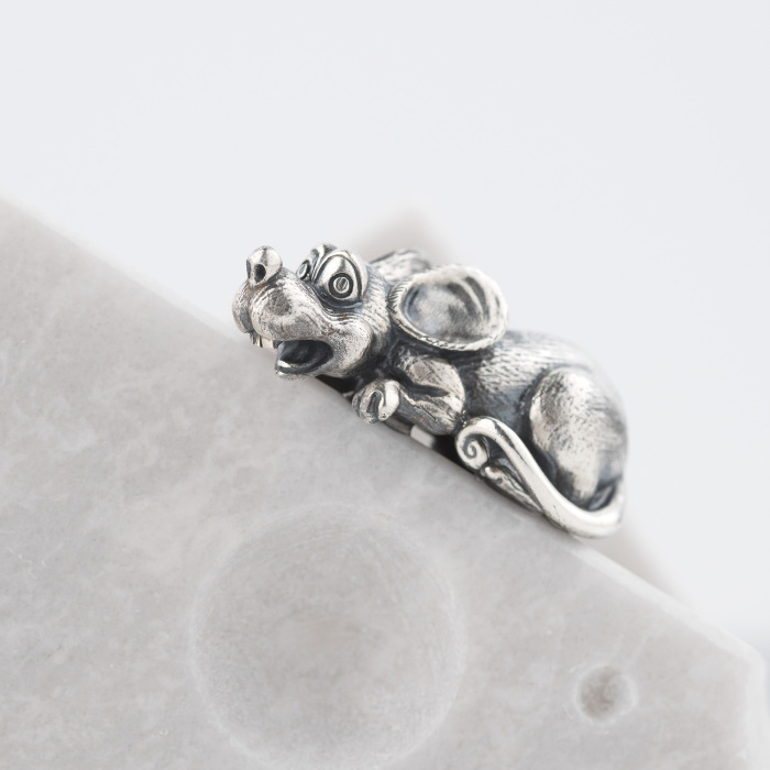 Napkin holder made of marble with silver "Mouse feast"